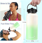 Water Bottle Insulated 32oz 40oz 64oz 128oz Straw Lid Spout Lid & 3 Lids - Image 3