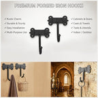 "Mystic Colonial Medieval Hand-Forged Iron Wall Hooks Set of 2 Rustic Coat - Image 9