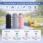 Collapsible Water Bottles, 16oz Capacity Portable Reusable Silicone Water Bottle - Image 3