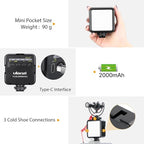 ULANZI VL49 2000mAh LED Video Light w 3 Cold Shoe, Rechargeable Soft Light Panel - Image 2