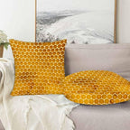 Bee Honeycomb Throw Pillow Covers 18x18 Yellow Honey Abstract Set of 2 Pillow - Image 5