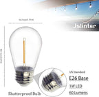 Jslinter S14 1W Outdoor String Lights Bulbs LED, Shatterproof & Waterproof - Image 2