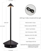 Modern Cordless Table Lamp Set of 2, Portable LED Desk Lamps, 5000mAh - Image 5