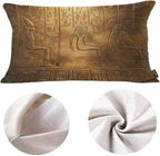 EKOBLA Egyptian Hieroglyphics Decorative Pillow Case Throw Pillow Covers Golden - Image 4
