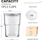 Glass Cups With Lids And Straws, Matcha Cup, Iced Coffee Cup, 13Oz/400ml Iced - Image 2