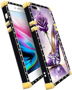 Compatible with iPhone 8 7 SE Case, High Heeled Purple Diamond Rose Luxury - Image 2
