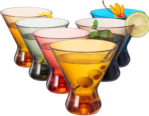 13-Ounce Colorful Pastel Plastic Stemless Martini Glasses, Champagne & Cocktail by TheWineSavant