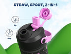 18 oz Kids Insulated Water Bottle: Glow-in-the-Dark, 2-in-1 Straw Spout Lid - Image 7