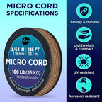 TECEUM Micro Paracord – 1.18 mm X 125 ft – Micro Utility Cord – Thin Braided - Image 4