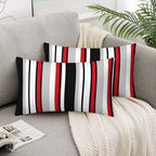Vertical Lines Striped Pillow Covers 12 X 20 Black White Grey Red Watercolor - Image 5