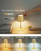 Fizrice Cordless Table Lamp, 6000mAh Battery Operated, 250LM Adjustable - Image 8