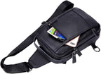 Leather Sling Bag Backpack for Men Women Outdoor Travel Hiking Business - Image 6