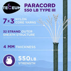 TECEUM Reflective Paracord Rope 1000 – 1000ft/200ft/100ft/50ft – 40+ Colors – - Image 2