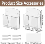 2 Pcs Clear Wall Mount Phone Holders, Self Adhesive Plastic Stand, Compatible - Image 2