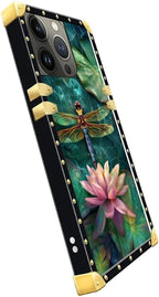 Compatible with iPhone 15 Pro Max Case, Colourful Dragonfly Pink Lily Pads - Image 4