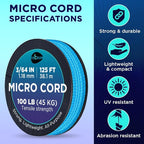 TECEUM Micro Paracord – 1.18 mm X 125 ft – Micro Utility Cord – Thin Braided - Image 4