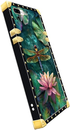Compatible with iPhone 8 Plus 7 Plus Case, Colourful Dragonfly Pink Lily Pads - Image 4