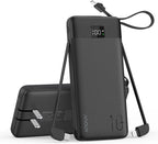 Portable Charger Built-in Cables and AC Wall Plug, 10000mAh 22.5W PD Fast by ANOUV