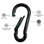 Carabiner Clip Hook, 3.54 inch 15 pcs Black Heavy Duty Spring Snap Hook Key - Image 4