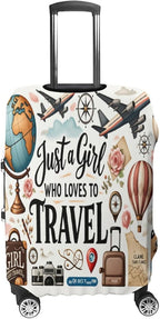 Travel Girl Adventure Globe Airplane Suitcase Camera Map Stretch Luggage Cover - Image 4