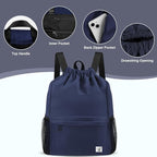 Drawstring Backpack with Mesh Pockets String Gym Bag Sackpack Sandproof Water - Image 4