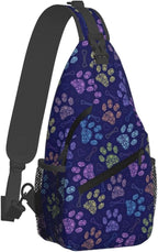 Dog Paw Sling Bag For Women Men Cute Footprint Backpack Crossbody Shoulder Bag - Image 2
