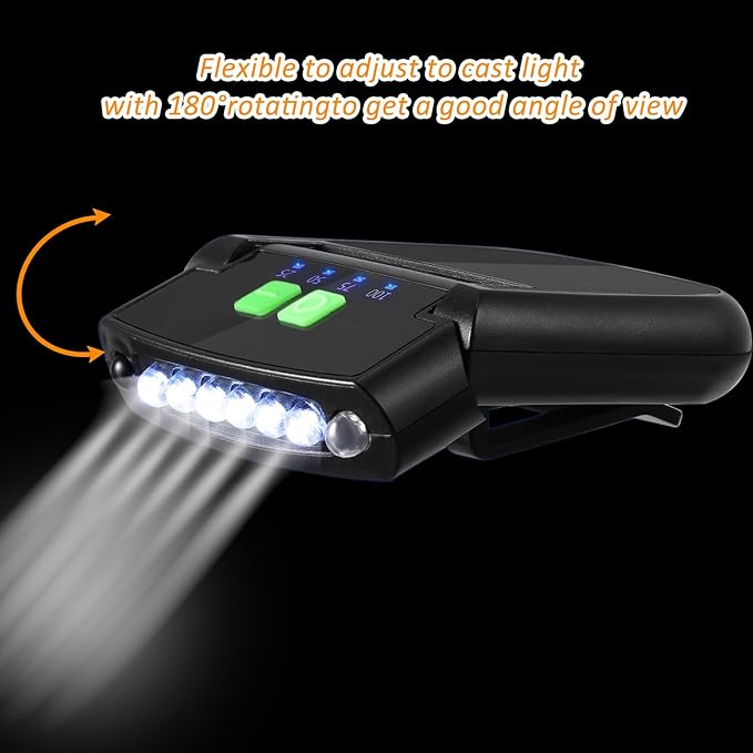 Mudder LED Clip on Cap Lights USB Rechargeable Cap Flashlight Clip Waterproof - Image 4