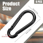6 Pack Black Carabiner Clip, 2.36 Inch Heavy Duty Carabiner Clip Spring Snap - Image 3