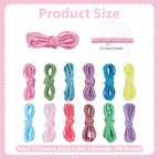 24 Strands 12 Colors 78.7 FT Keychaincord Keychain String Cloth Glitter Round - Image 2