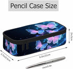 Glowing Butterflies Pencil Bag Sparkle Stars Bright Dark Blue Big Capacity - Image 2