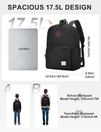 VASCHY Lightweight Backpack for School, Classic Basic Water Resistant Casual - Image 2