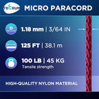 TECEUM Micro Paracord – 1.18 mm X 125 ft – Micro Utility Cord – Thin Braided - Image 2