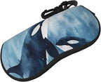 Watercolor Orca Whale Glasses Case Neoprene Portable Zipper Eyeglass Bag - Image 2