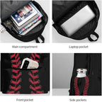 cfpolar 17 Inch Backpack Black Baseball Red Stitches Laptop Bag Shoulder Bag - Image 4