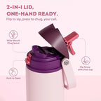 POWCAN 24 oz Stainless Steel Water Bottle: 2-in-1 Push-Button Spout & - Image 2