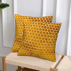 Bee Honeycomb Throw Pillow Covers 18x18 Yellow Honey Abstract Set of 2 Pillow - Image 4