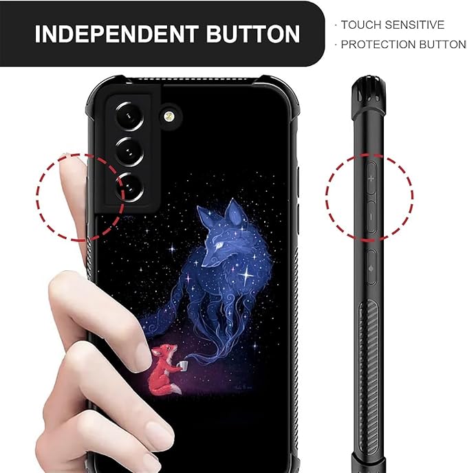 for Samsung Galaxy S22 Case, Galaxy Fox Wolf Pattern Graphic Design Girl Boy - Image 4