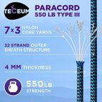 TECEUM Reflective Paracord Rope 1000 – 1000ft/200ft/100ft/50ft – 40+ Colors – - Image 2