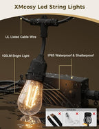 XMCOSY+ Smart Outdoor String Lights, 123Ft LED Patio Lights Waterproof IP65 - Image 5