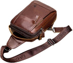 Leather Sling Bag Backpack for Men Women Outdoor Travel Hiking Business - Image 3