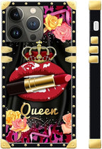 Compatible with iPhone 15 Pro Case, Queen Lip Crown Leopard Print Luxury Golden - Image 3