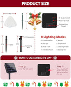 OZS 2PK 32LED 55FT Red and White Christmas Decorations Mushroom Solar Lights - Image 7