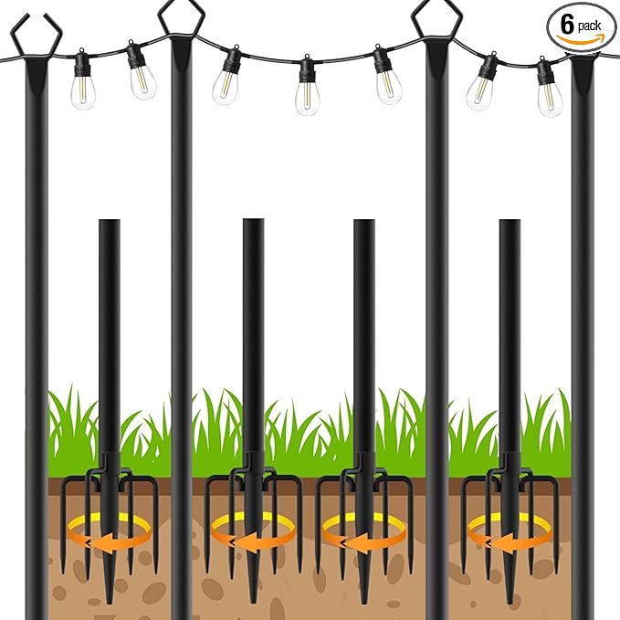 AHRLHR 4 Pack String Light Poles, Poles by Unknown