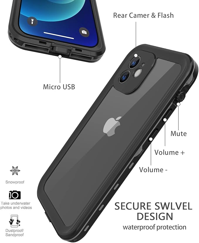 Design for iPhone 12 Waterproof Case, Full Body Shockproof & Dustproof Case - Image 3