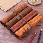 Cabilock Roll up Pencil Case Vintage Map Pu Leather Pencil Pouch Organizer - Image 4