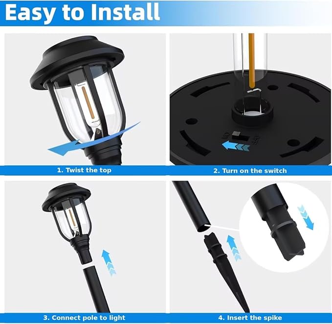 ILANCK 12 Pack Solar Lights Outdoor, 6000K Bright Solar Pathway Lights - Image 4