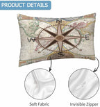 Nautical Compass Throw Pillow Covers 12 X 20 Historical World Map Earth - Image 3