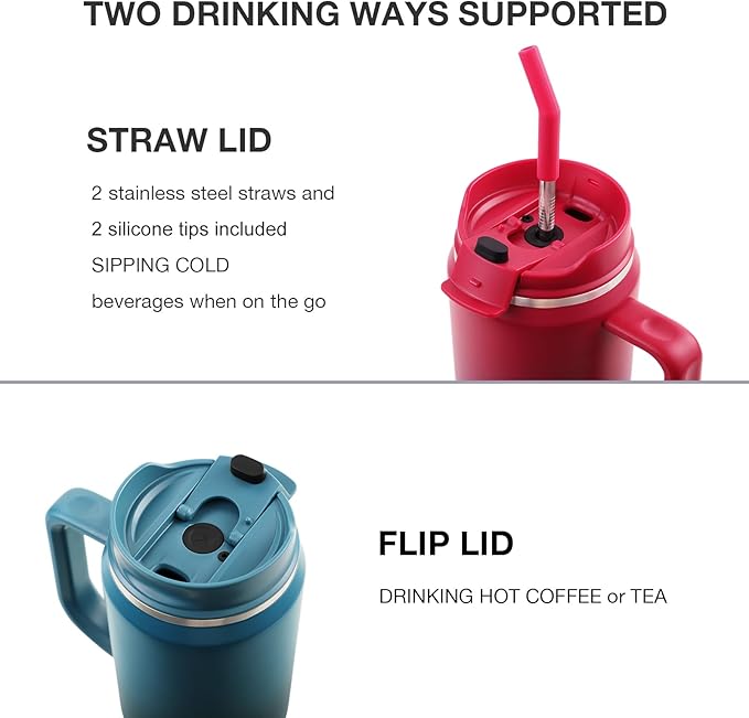 EALGRO 50 oz Tumbler with Handle, Insulated Tumblers with Lid and Straw - Image 3