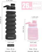 Nefeeko Collapsible Water Bottle, 26oz Silicone Foldable Water Bottles - Image 3