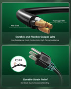28 Ft Outdoor Extension Cord, 1 to 3 Splitter Heavy Duty Weatherproof Power Cord - Image 5